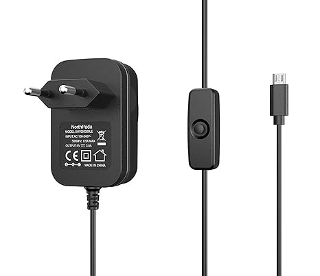 NorthPada Raspberry Pi 3 Model A+ B B+ KIT ASUS Tinker Board S Netzteil 5V 3A Micro USB 150CM Mit ON/Off Schalter LED Kontrol