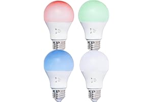4 Pack A19 Colored LED Light Bulbs Indoor, 9W Non-Dimmable, 3CCT 900LM High Brightness for Bedroom, Lamps, Patio, Halloween, 