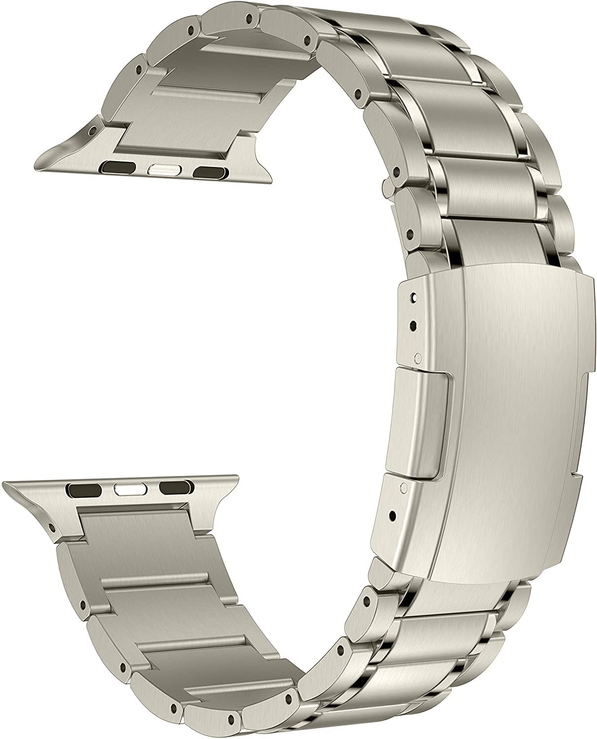 MaKTech Titanium Band,Five-Piece Link Metal Bracelet with Tortoise Buckle,Compatible with Apple Watch Series 11/10/9/8/7,SE 3/2/1 [2025] (42mm/41mm/40mm,Titanium)