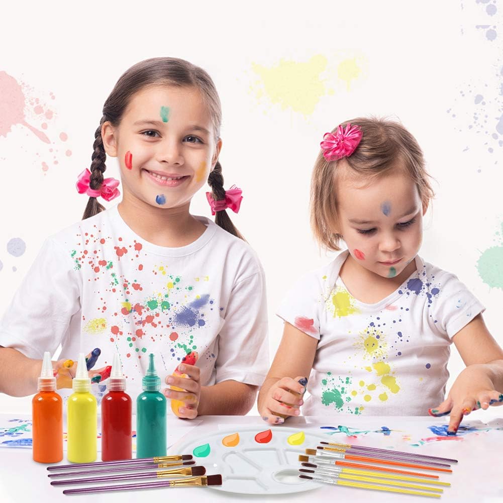 BigOtters Washable Finger Paint Set, Early Learning Kids Paint Set with Assorted Sponge Paint Brushes Smock Palette for Kids Home Activity School Prizes Art Party , 34PCS Set: Home Improvement