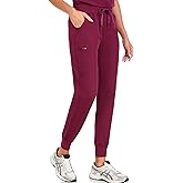 VECARDI Scrub Pants for Women Four Way Stretch Yoga Joggers High Rise Zipper Cargo Pants with 5 Pockets