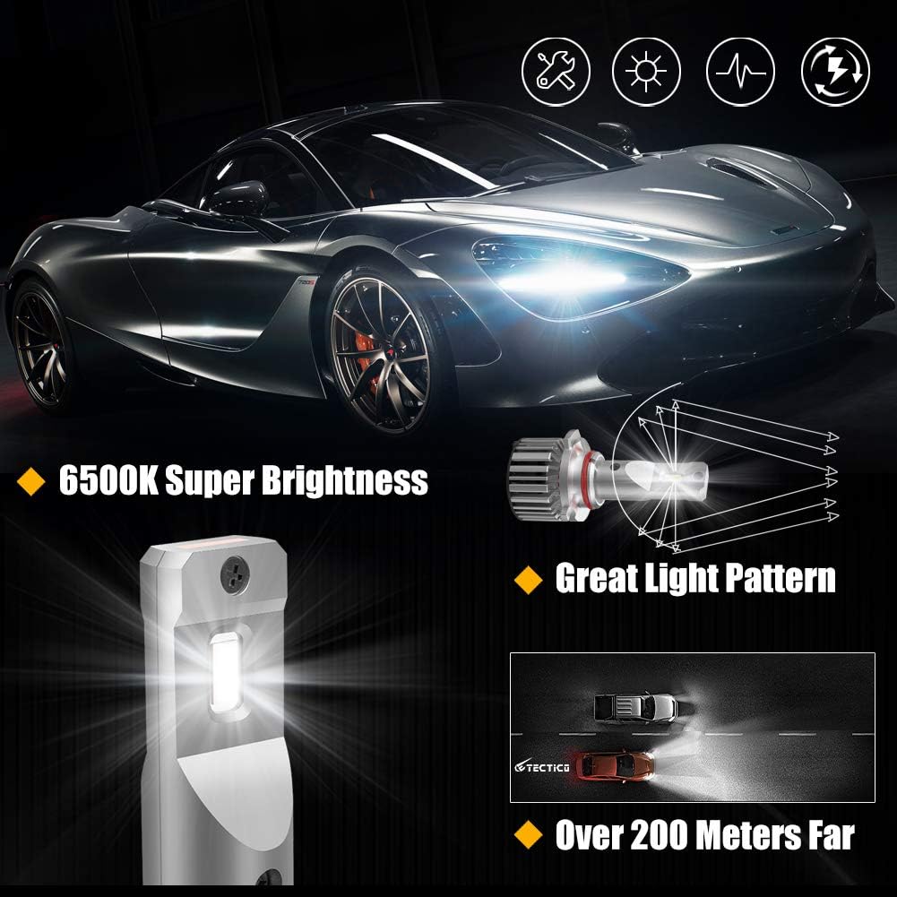 TECTICO HB3 9005 / HB4 9006 LED Headlight Bulb 6500K White 7000LM Ultra Bright Error Free Mini Upgrade Bulbs , 2 Lamps - Image 4
