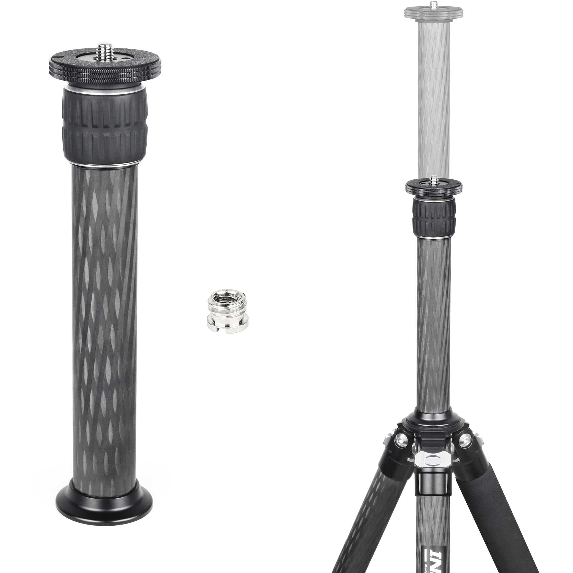 INNOREL ER362C Universal 10 Layers Carbon Fiber Tripod Center Column Extension Pole Extender-Tripod Two-Section Mid-Column Extension Rod Pole for Tripod Monopod DSLR Camera 36mm Big Tube