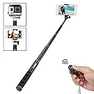 Foneso Selfie Stick mit Bluetooth Fernbedienung für Smartphone, Kamera Schwarz