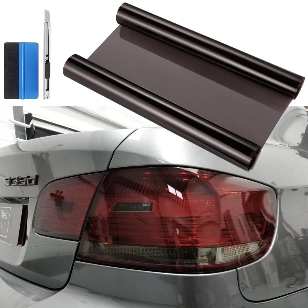 Photo 1 of 12 by 48 inches Self Adhesive Auto Car Tint Headlight Taillight Fog Light Vinyl Smoke Film Sheet Sticker Cover (Light Black)