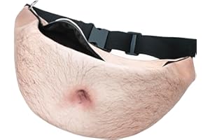 JISHI White Elephant Gifts for Adults, Belly Fanny Pack Gag Gifts Funny Adult Birthday Gifts for Men Women, Dad Gifts for Dad Husband from Daughter Son Wife, Hairy Beer Belly Button Waist Bag Boss Day Gifts