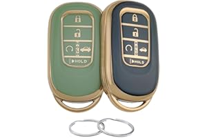 REPROTECTING TPU Key Fob Cover Compatible with (5 Buttons) 2022-2025 Honda Accord Civic HR-V CR-V Pilot Sport SI EX EX-L Touring (Black/Green)
