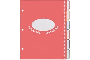 Jot & Mark Blank Recipe Binder Dividers with Tabs | Six Customizable Organizer Dividers for 8.5"x9.5" 3-Ring Binders (Rainbow)