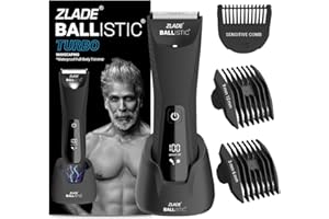 ZLADE Ballistic Manscaping Body Trimmer for Men | Private Part Shaving | Beard, Pubic Hair Groomer | Waterproof, Cordless, Rechargeable | 1.5mm Sensitive Comb, Zero Nicks or Cuts (Rechargeable)(Black)