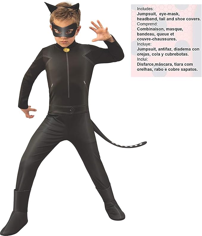 Amazon Com Rubie S Miraculous Ladybug Child S Cat Noir Costume Medium Toys Games