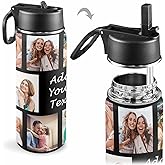 Personalized Insulated Water Bottle with Straw Birthday Christmas Gift for Kids Women Men Custom Stainless Steel Thermoses Cup 10 Photos 32oz