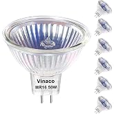 Vinaco MR16 Halogen Bulb 50W 12V GU5.3 Base 2800K for Track Lights | 6PCS, High Output 800LM, Clear Glass Cover, Warm White, High CRI100+, Long Lasting MR16 Bulb Dimmable for Landscape