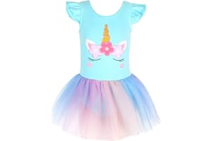 EQSJIU Unicorn Ballet Leotards with Tutu for Girls Toddlers Dance Cotton Tulle Skirts Dress