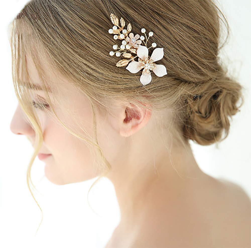 Amazon Com Fxmimior Bridal Wedding Gold Leaf Flower Headpiece