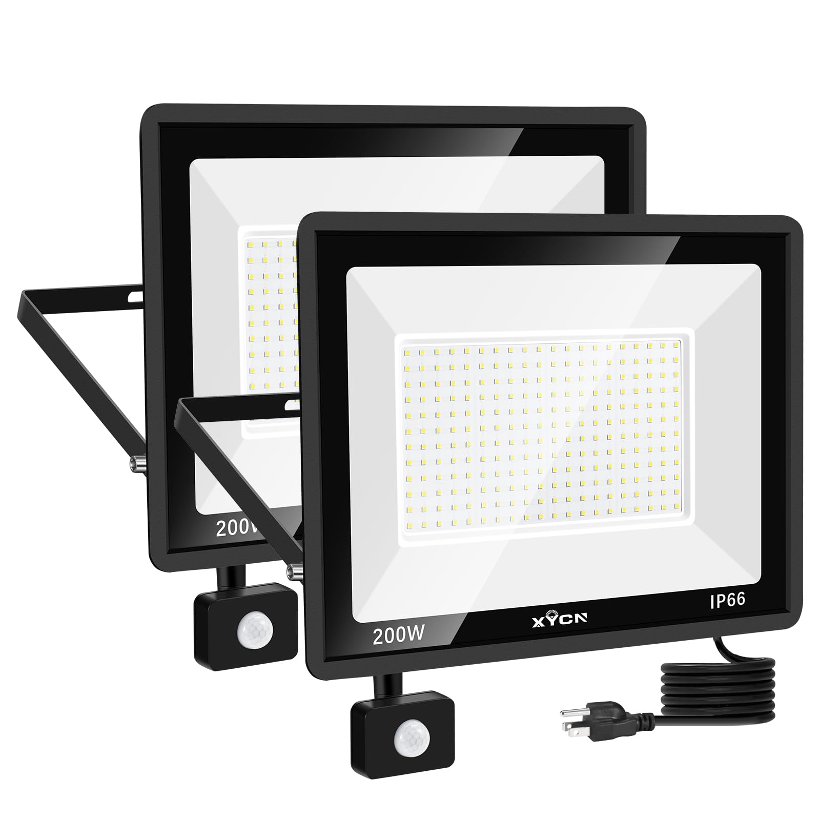 Photo 1 of XYCN 2 Pack 100W LED Motion Sensor Flood Light,11500 lumens LED Work Light with Plug,IP66 Waterproof Floodlights Outdoor 5000K Daylight White Super Bright Security Light for Garage,barn,Front Porch