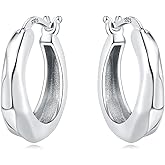 CYMYSS 925 Sterling Silver Hoop Earrings for Women, Small and Large Trendy Hoops Hypoallergenic Huggie Earrings Statement Fashion Jewelry Gifts for Sensitive Ear - Double Loop