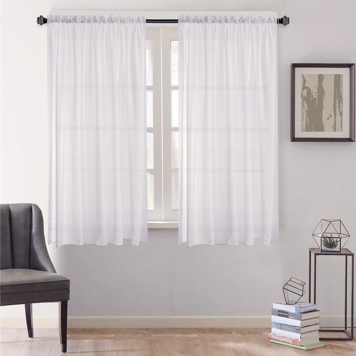 Megachest cotton look voile sheer slot top curtain a pair (cotton-look offwhite, 56" wideX72 drop)