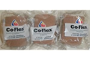 COFLEX Andover CO-Flex 3"x5Yds Tan Flesh 3-Pack Cohesive Flexible Elastic Latex Bandage Compression Self Adherent Wrap Kids Children Vet Animals Pets Cats Dogs Horses 3300TN