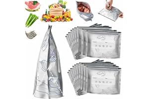 NOGCAW Reusable Aluminum Foil Sealable Storage Bags, 2026 New Resealable Vacuum Zipper Pouches for Food Kitchen Organization, Vegetables, Fruits, and Meat (10pcs, Medium)