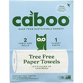 Caboo Tree Free Paper Towels, 2 Rolls, Tree Free, Plastic Free, Earth Friendly, Sustainable Kitchen Paper Towels with Strong 2 Ply Sheets