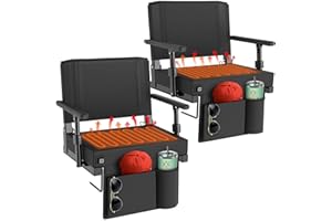 HOPERAN Heated Stadium Seats for Bleachers with Back Support - 3 Levels Heating Bleacher Chairs with Back and Cushion with Armrest, Thick Padded Bleacher Seats, Protable Stadium Chair