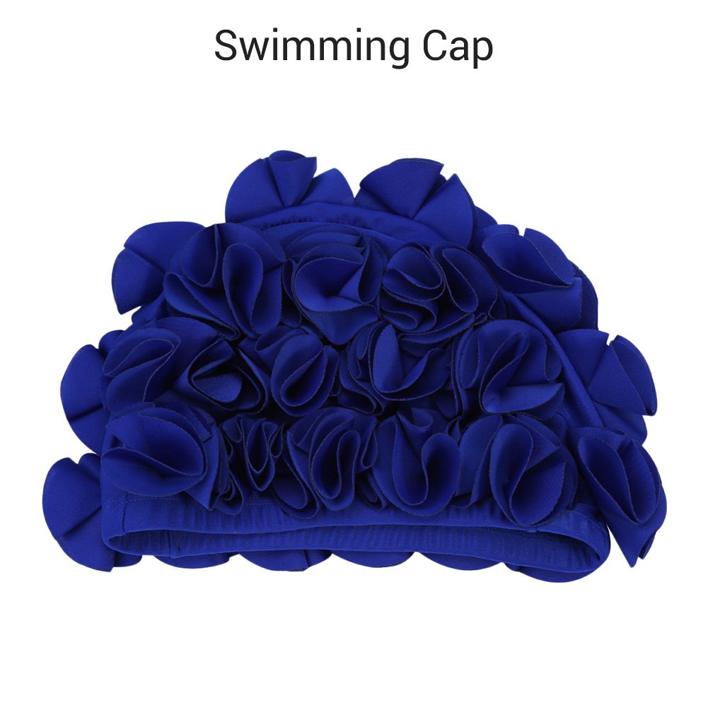 Womens Swim Floral Swim for Womens, Vintage Style, Swimming/Bathing, Pretty Retro Swim Cap(Royal)