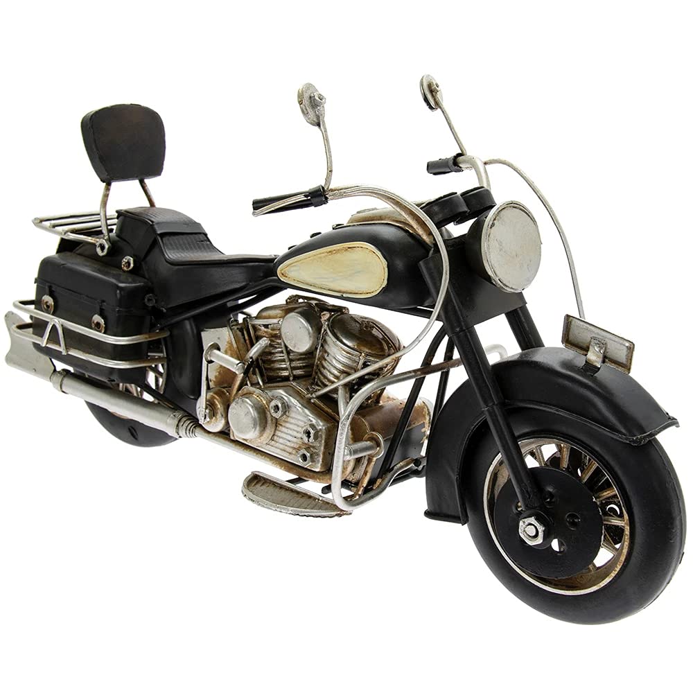L&P' LP43742 Figure | Vintage Black Motorbike | 1 Piece-28x11x16 cm Accessory, White