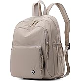 Wafybsre Small Nylon Backpack Mini Casual Daypack Lightweight Backpack for Women Travel Purse (Beige)