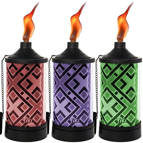 Tiki Natural Flame Table Torch with Multi-Color LED Visual Effect
