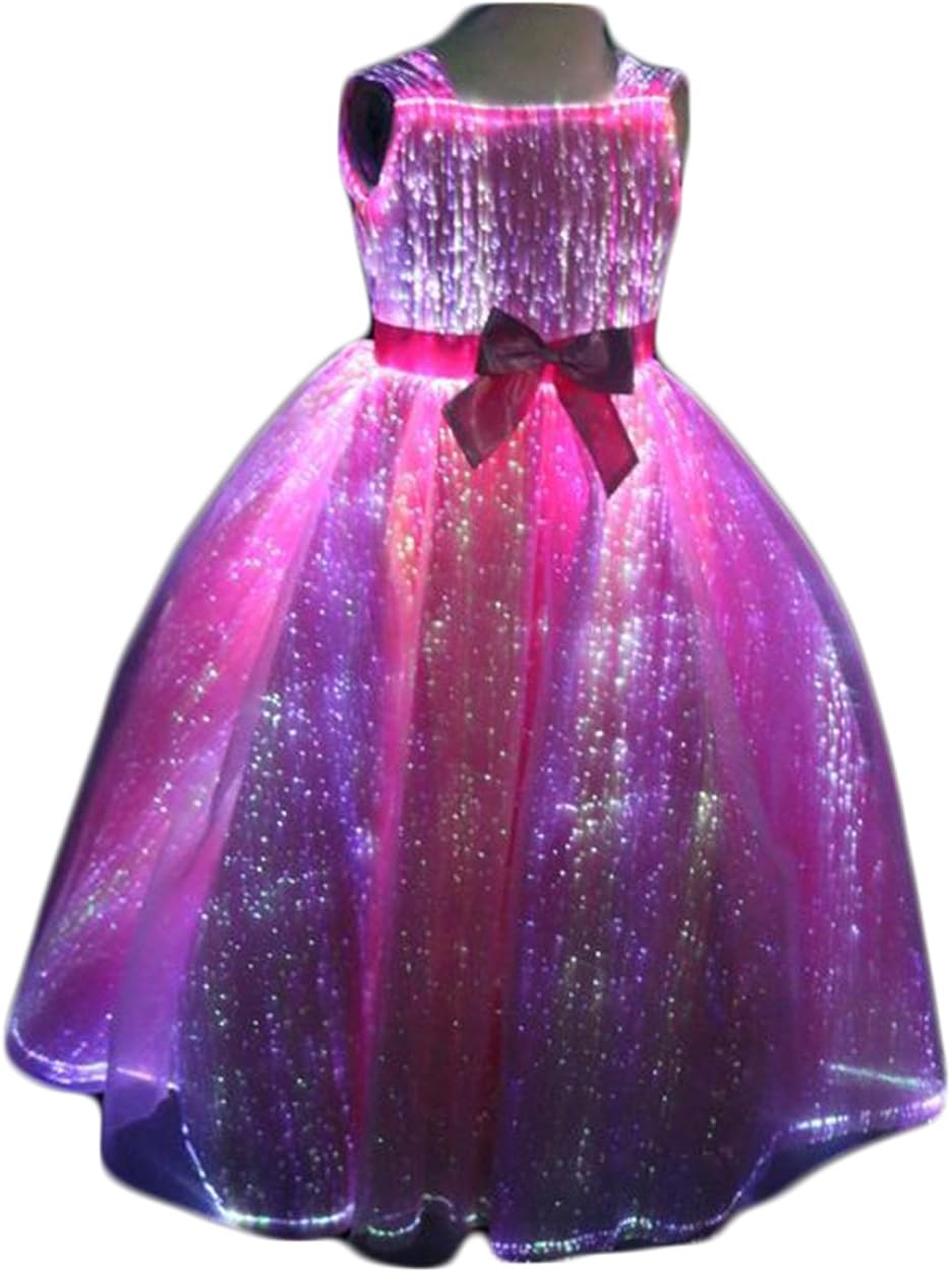 Girls Fiber Optic Light up Princess Dresses Glow In The Dark Costume