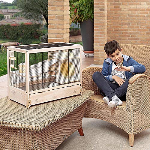 Ferplast HAMSTERVILLE Hamster Habitat Cage, Sturdy Wooden Structure, Black