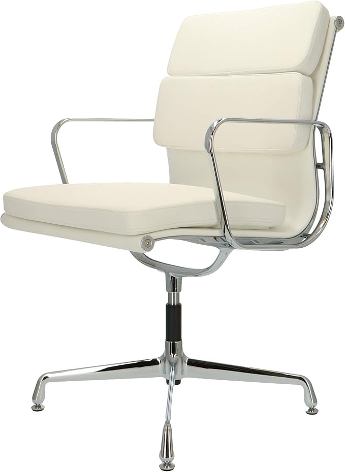 Popfurniture Designer Leder Bürostuhl Weiß mit dickem Polster