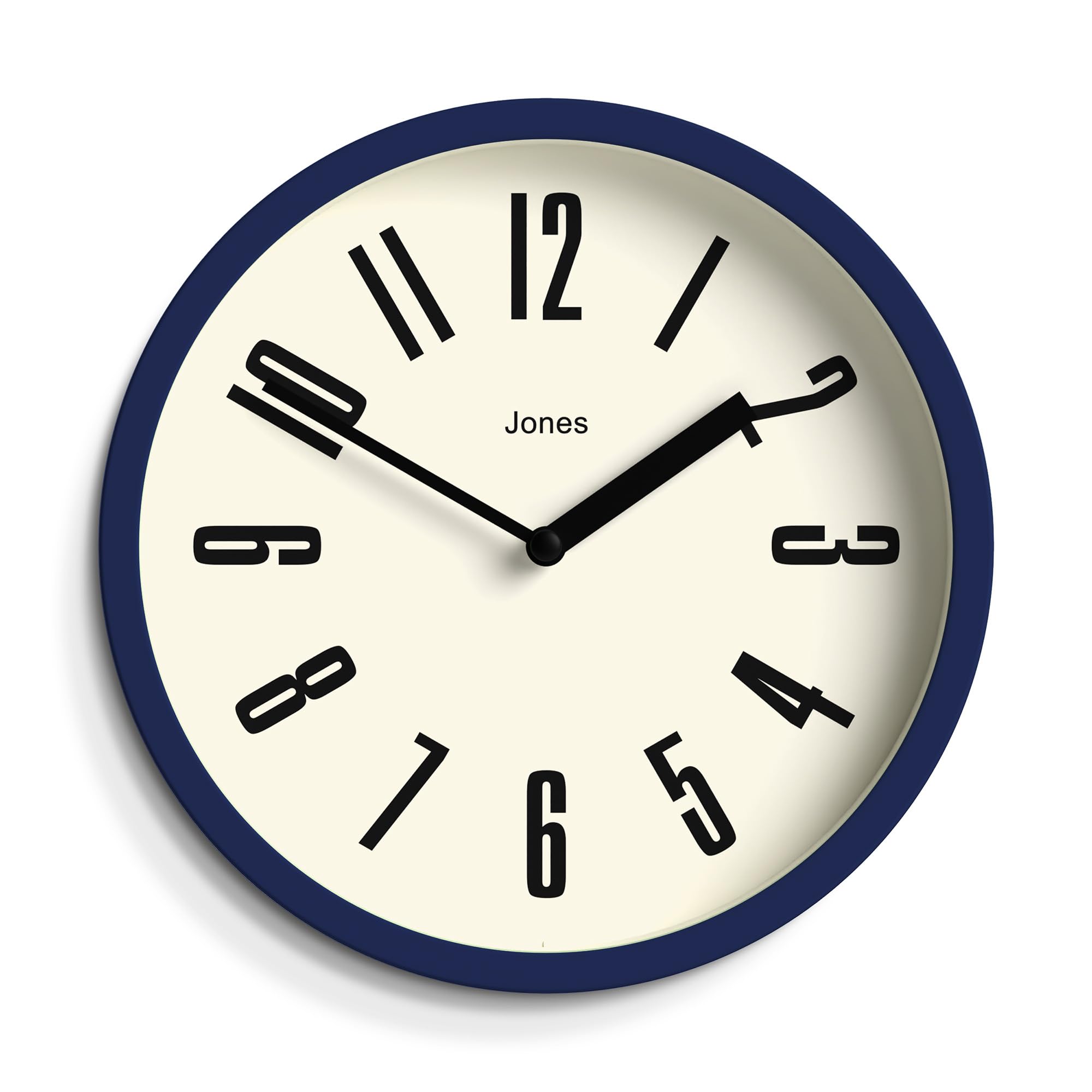 Jones Clocks® Hot Tub wall clock | Small retro round clock | 20cm | Dark blue | Easy to read numbers | Ideal for kitchen, office, children’s room or any small space