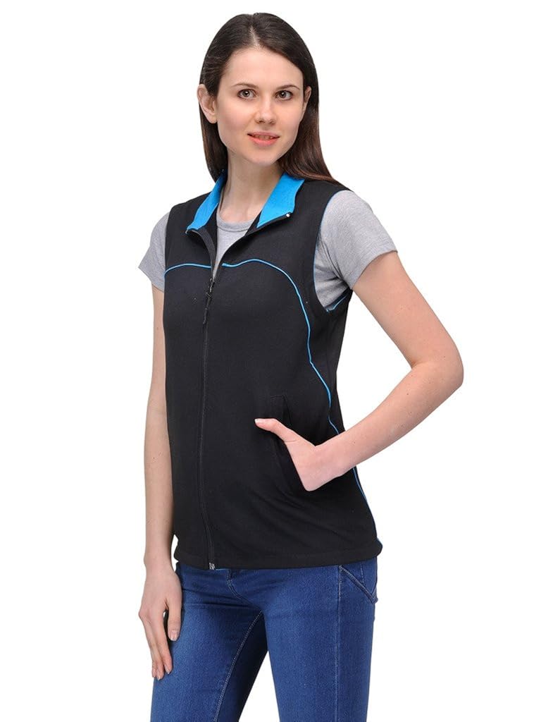 scott women's premium rich cotton sleeveless jacket - black