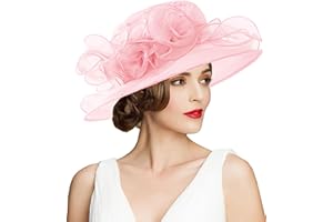RZTA Women's Kentucky Derby Church Dress Hat Wide Brim Leaf Flower Bridal Shower Hat