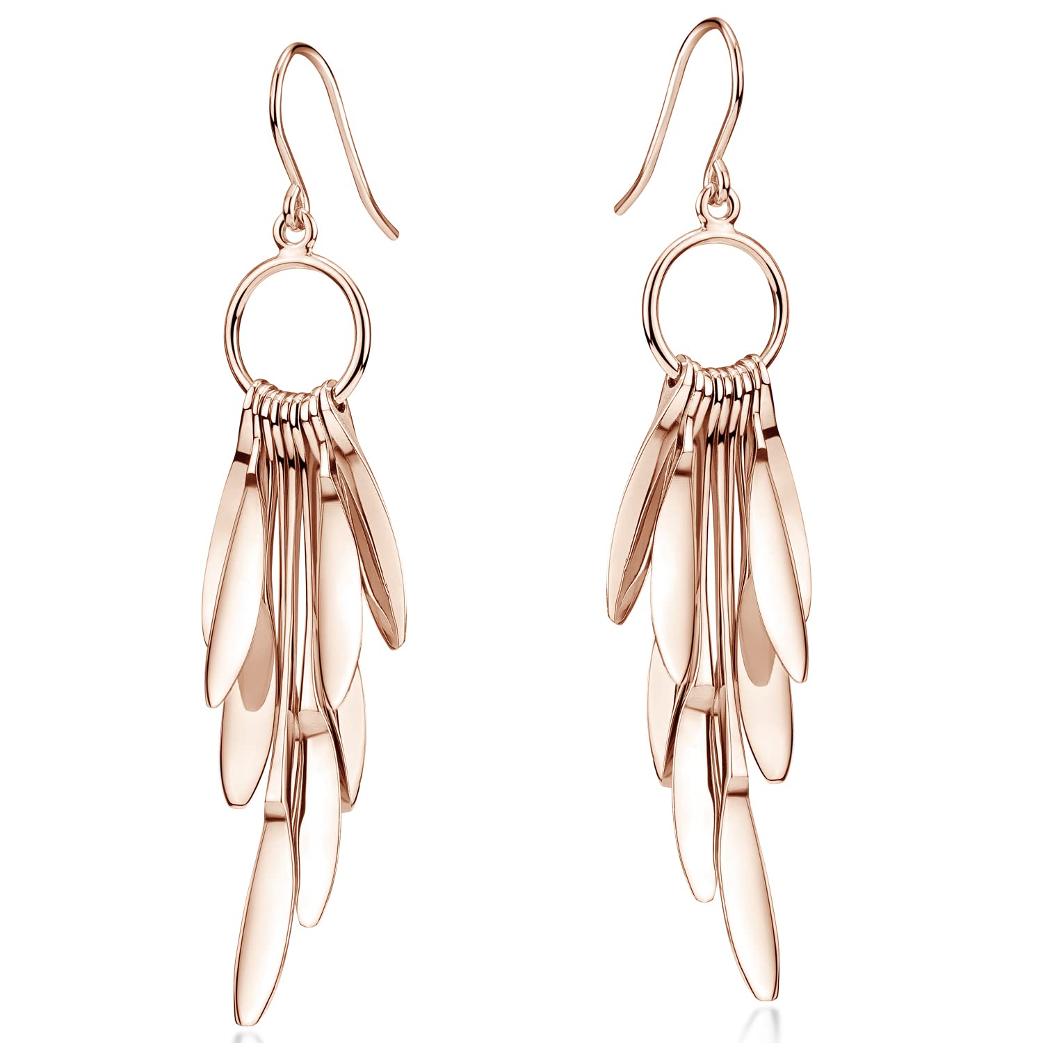 Materia Rose Gold Drop Earrings Long 925 Silver 8.8 g Solid German Manufacture #SO-309