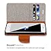 GMYLE iPhone 7 Case Magnetic Wallet, iPhone 8 Wallet Case, PU Leather Folio with Kickstand Flip Cover Protective Card Slot Holder Canvas Fabric for Apple iPhone 7 & 8 - Aluminium Grey & Brown