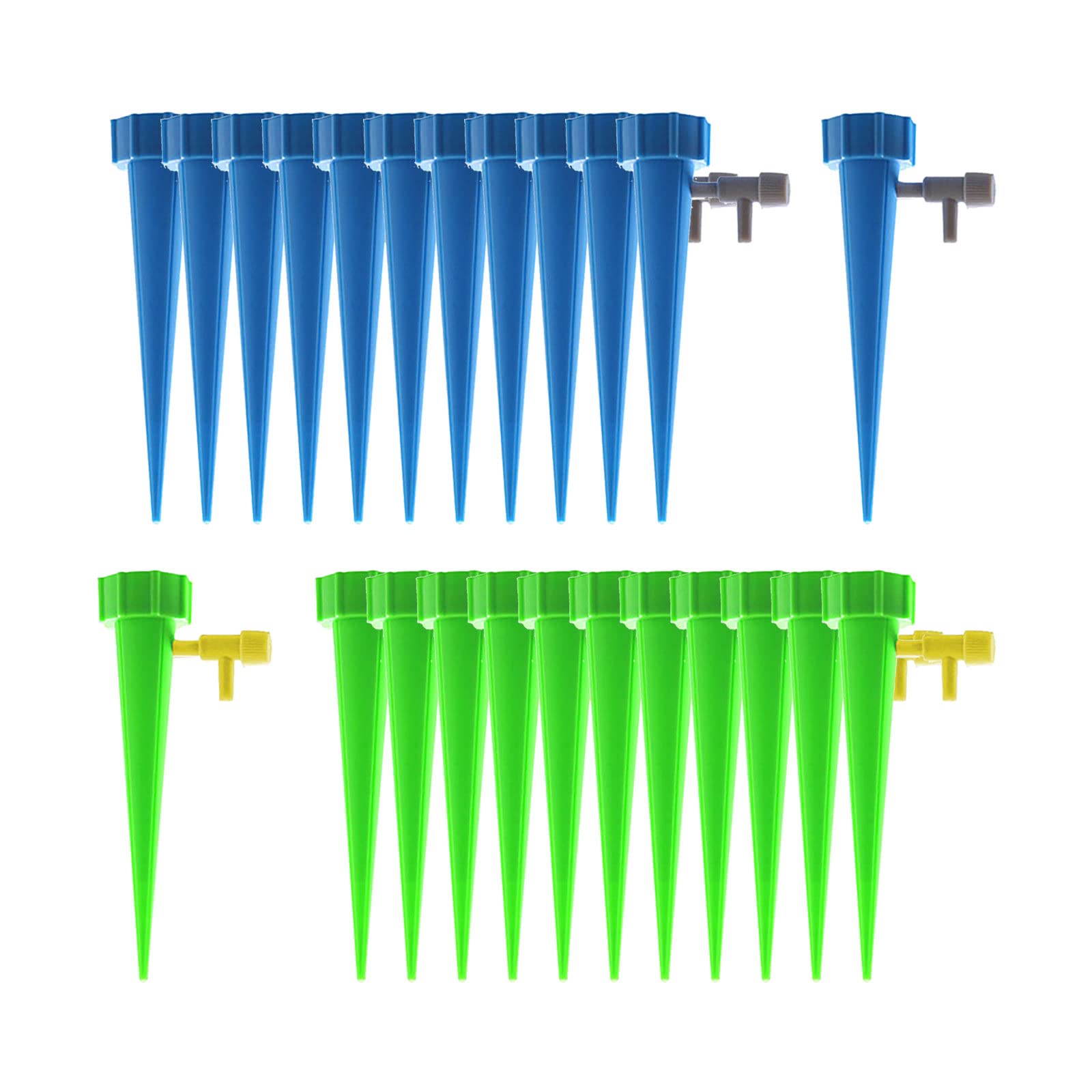 YWNYT 24pcs Plant Watering Devices, Self Watering Spikes Automatic Watering System Vacation Plant Watering Dripper with Control Valve Switch for Indoor Outdoor Plants