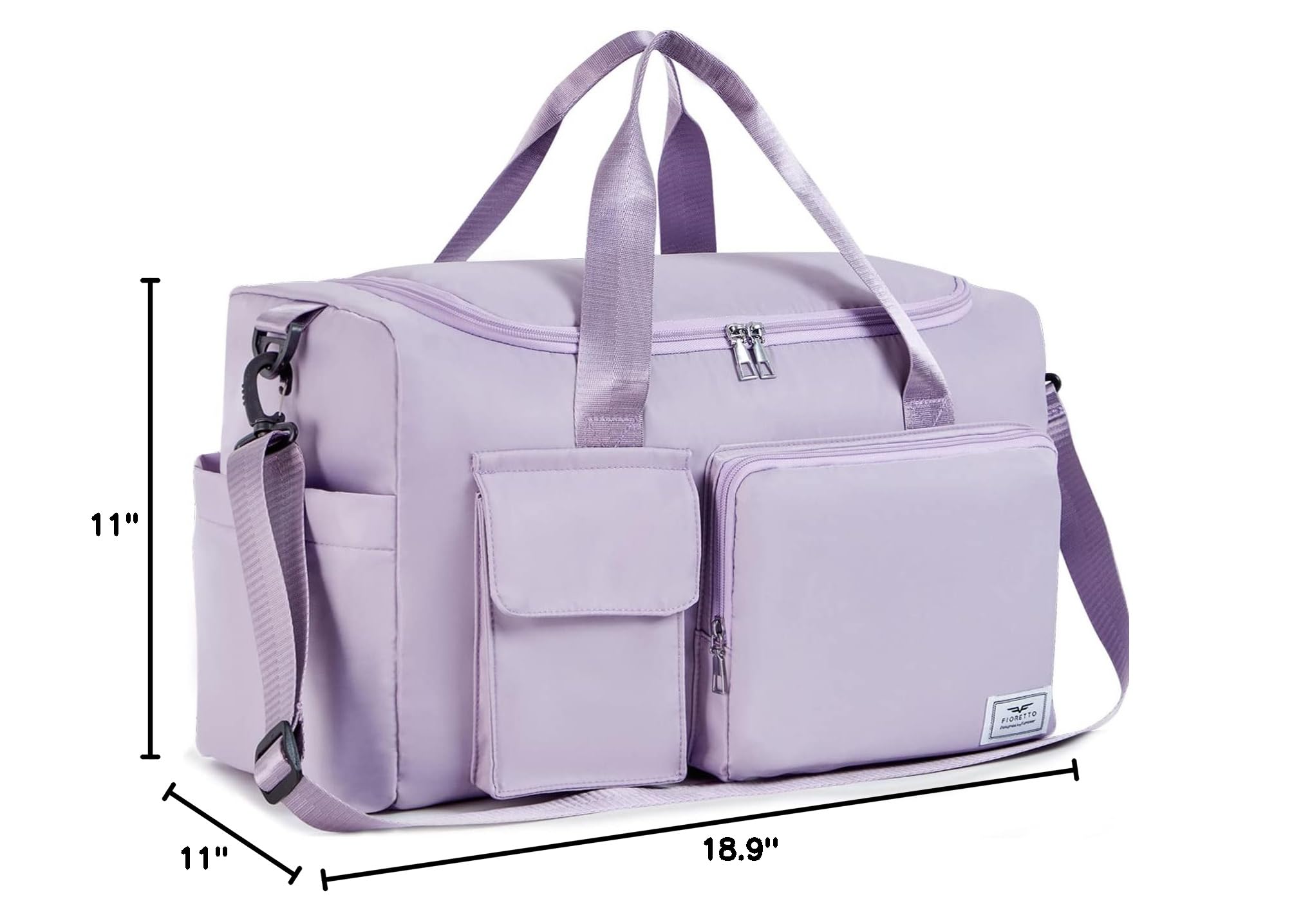 FIORETTO Women's Gym Duffle Bag with Shoes Compartment, 37L Capacity, Ideal for Travel, Gym, Sports, Duffel, Weekender