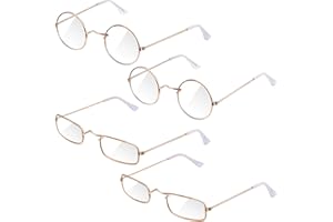 Frienda 4 Pairs Old Man Costume Glasses Gold Santa Eyeglasses Gold Square Round Glasses