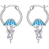 KoyeKei Ocean Hoop Earrings for Women 925 Sterling Silver Sea Turtle/Seahorse/Jellyfish/Shark/Octopus Huggie Earring Beach Themed Jewelry Summer Ocean Gifts for Daughter