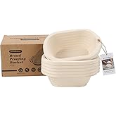 Sourdough Banneton Bortform 21cm/8inch Oval Pulp Bread Proofing Basket Set 6 with 30 Pieces Non-Woven Disposable Liner Cover 