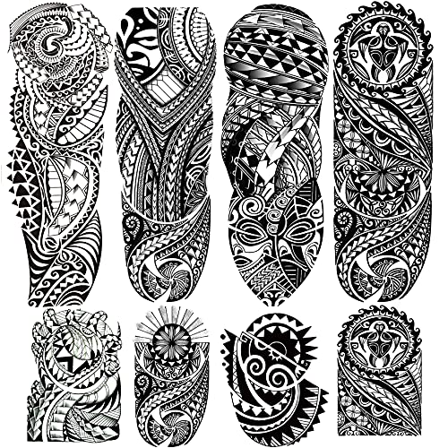 Totem Temporary Tattoo Stickers, 4Sheet Large Full Arm Tribal Totem