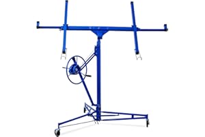 Skepphlay 11ft Drywall Lift Sheetrock Lift Drywall Lift with Telescopic Arm & Rolling Casters, Versatile Drywall Hoist for 360° Adjustability Drywall Jack Lift for Ceiling and Wall Work Blue