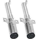 LALOCAPEYO 2 PCS Semi Trailer Plug 7 Pin Round Trailer Connector for Truck Tractor Trailer Heavy Duty Die Cast Plug Assembly