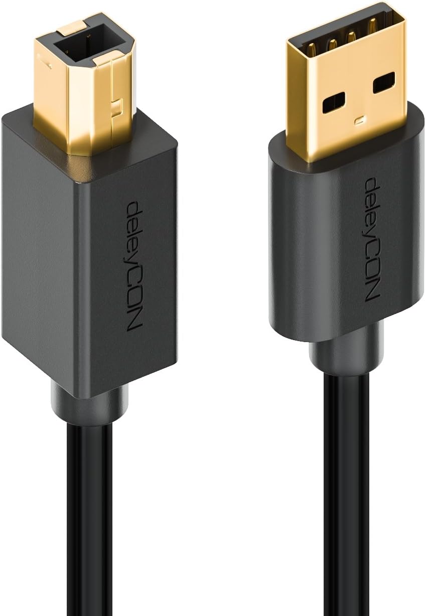 deleyCON 5 m USB 2.0 Data Cable Printer Cable Scanner Cable USB A Male to USB B Male for Printer Scanner Printer Black - Image 4