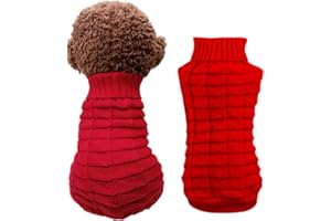 WIZ BBQT Cat Sweater,Turtleneck Knitted Kitten Clothes,Cat Sweaters for Cats only, Sphynx Cat Clothes,Small Dog Sweaters(Red,S)