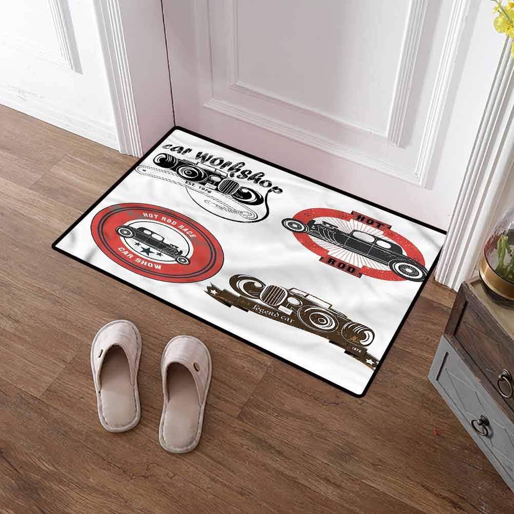 Door Mat Inside Cars NonSlip Carpet Rugs Retro Cars Pop