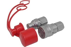 LSQ-FF-02 1/4" NPT Flat Face Hydraulic Quick Connect Disconnect Coupler Set Hydraulic Quick Couplings w/Dust Caps