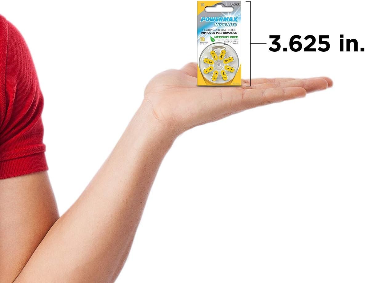 Powermax Size 10 Hearing Aid Batteries, Yellow Tab, Made In the USA, 64 Count: Health & Personal Care